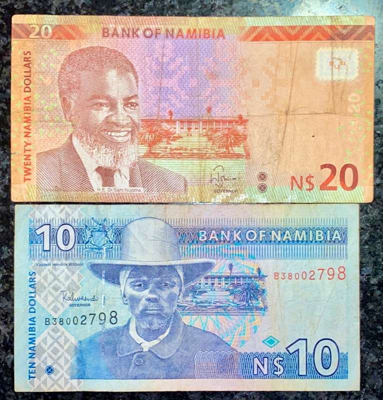 NAMIBIA 10 DOLLARS HENDRIK WITBOOI  & 20 DOLLARS 2015(1 BID TAKES ALL)