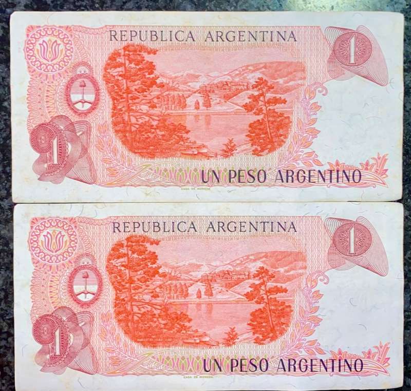 ARGENTINA 1 PESOS IN SEQUENCE73.163.804-803A - 1983-1984 ND (1 BID TAKES ALL)