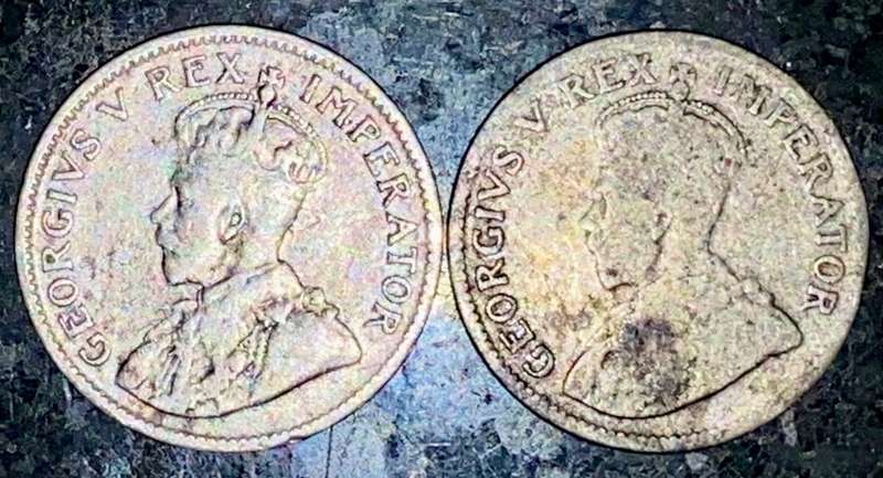 S A UNION SILVER SET 3D THREEPENCE 1925 BOTH VARIANTS WREATH & PROTEA (1 BID TAKES ALL)