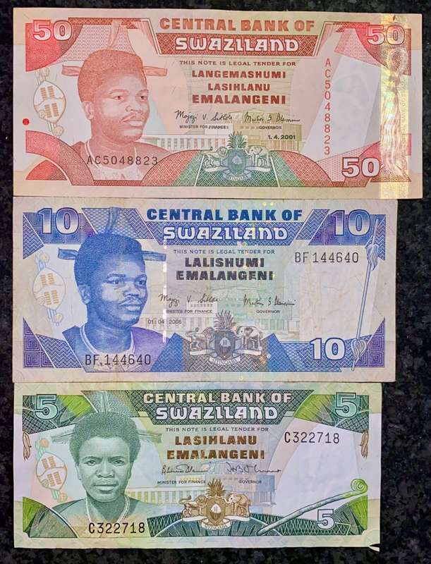 SWAZILAND SET 50 EMALANGENI - 10 EMALANGENI & 5 EMALANGENI  2004-2006 (1 BID TAKES ALL)