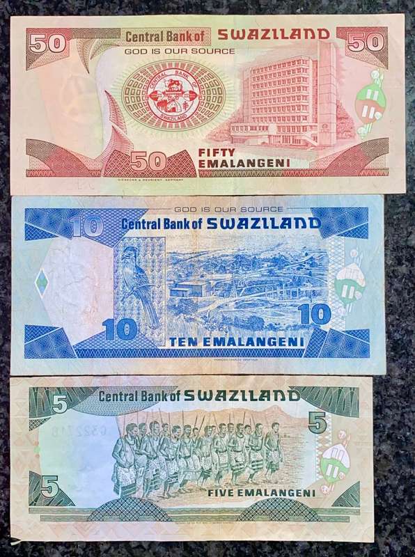 SWAZILAND SET 50 EMALANGENI - 10 EMALANGENI & 5 EMALANGENI  2004-2006 (1 BID TAKES ALL)