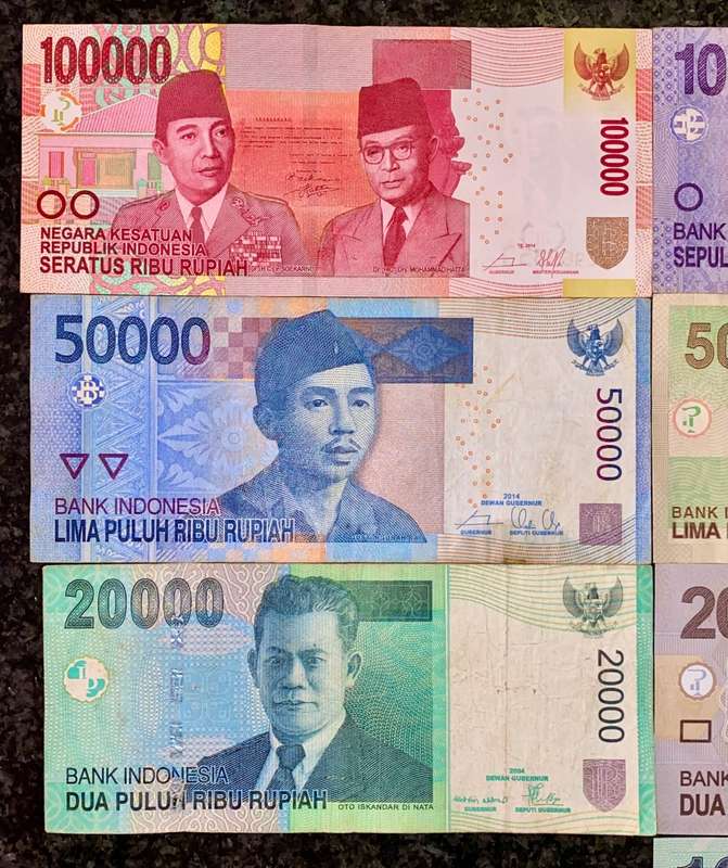 INDONESIA SET 100,000 RUPIAH, 50000 RP 20000RP, 10,000RP, 5000RP, 2000 RP & 1000 RUPIAH 2000-2016
