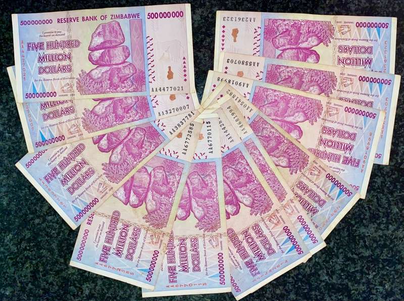ZIMBABWE AA 500,000,000 DOLLARS 2008  ( BID PER NOTE)