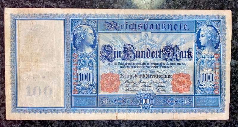 GERMANY 100 MARK 1910 LARGE NOTE
