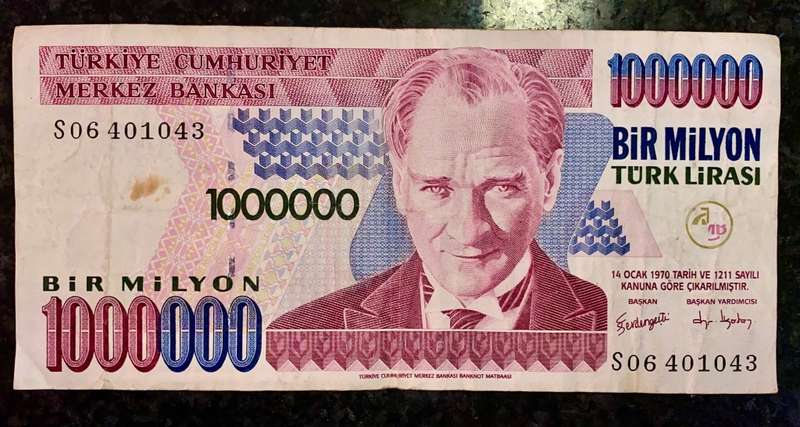 TURKEY 1000000 LIRARI 1970