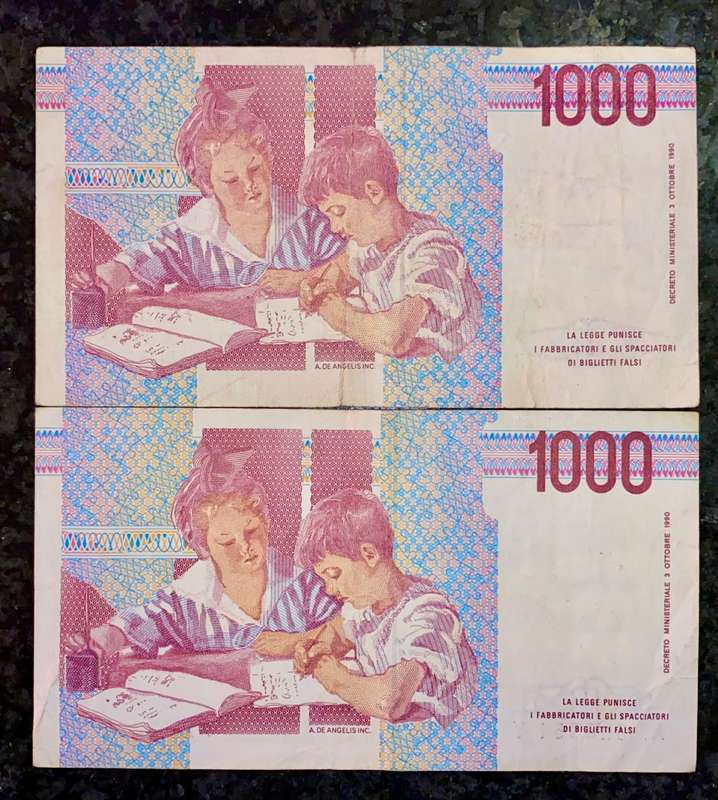 ITALY SET 1000 LIRE TWO DIFFERENT SIGNATURES(1 BID TAKES ALL)