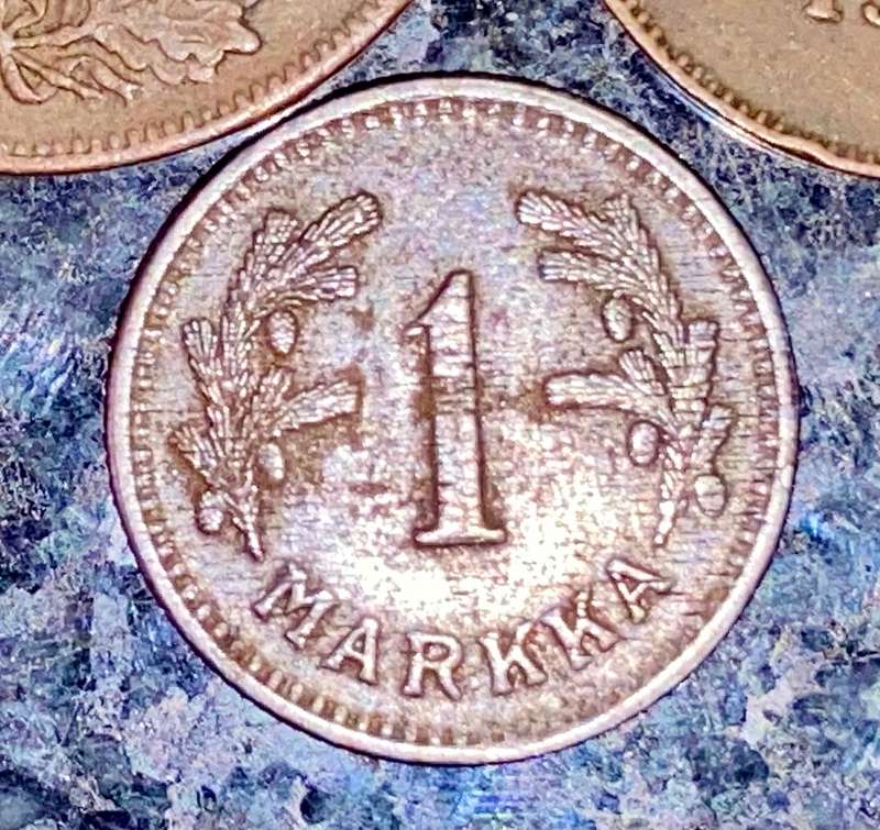 FINLAND SET 50 PENNIA 1923 - 10 PENNIA 1917- 5 PENNIA 1913 & 1 MARKKAA 1949(1 BID TAKES ALL)