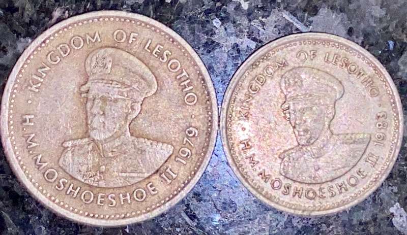 LESOTHO 20 LICENTE 1979 & 10 LESENTE 1983(1 BID TAKES ALL)