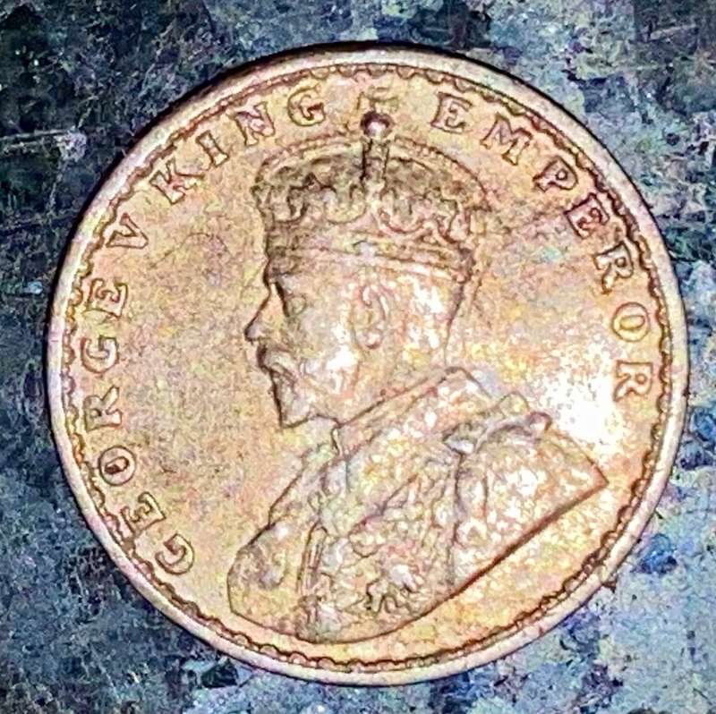 INDIA SILVER 2 ANNA 1916 WW1