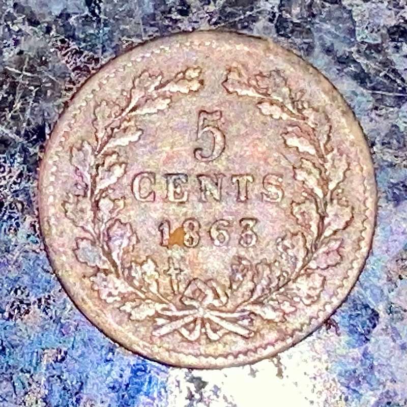 NETHERLANDS SILVER 5 CENT 1863