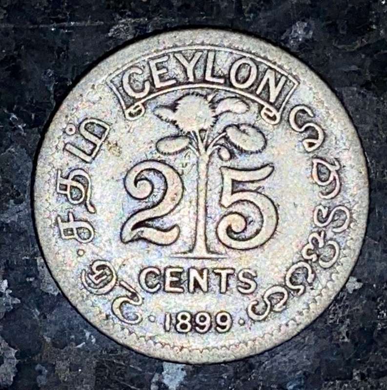 CEYLON SILVER 25 CENT 1899