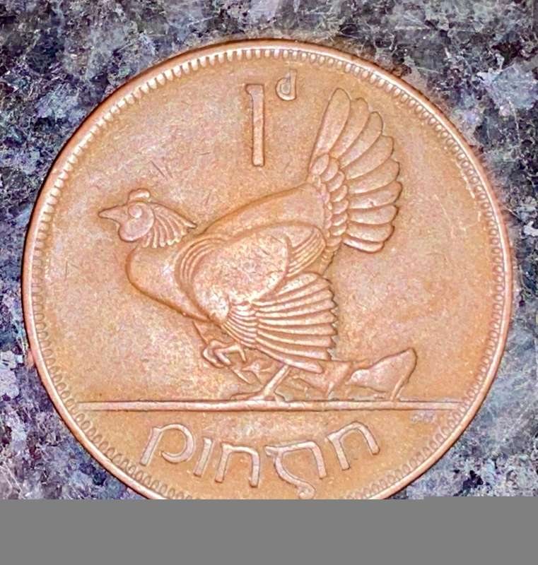 IRELAND 1 PENNY 1928 HEN & CHICKS