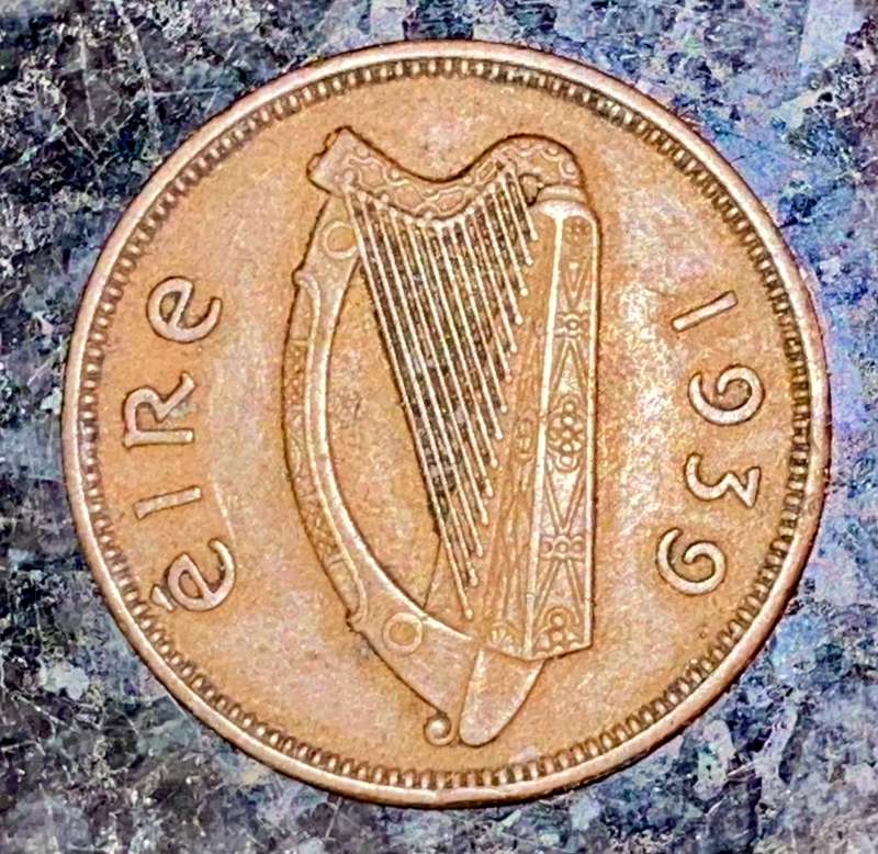 IRELAND 1/2 PENNY 1939 WW2 VERY RARE