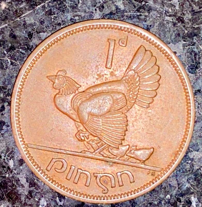 IRELAND 1 PENNY 1949 HEN & CHICKS