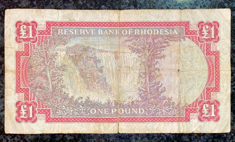 RHODESIA 1 POUND 14TH OCTOBER 1968 - CJ RHODES WTM - K33