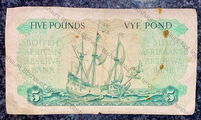 MH DE KOCK 5 POUND 23-05-1957 A/E 3RD ISSUE C58 VAN RIEBEECK WTM
