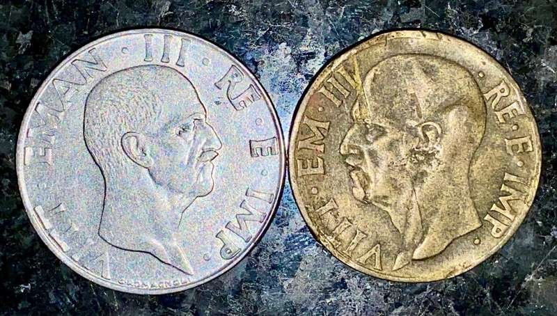 ITALY SET 50 CENTESIMI & 10 CENTESIMI 1940 WW2(1 BID TAKES ALL)