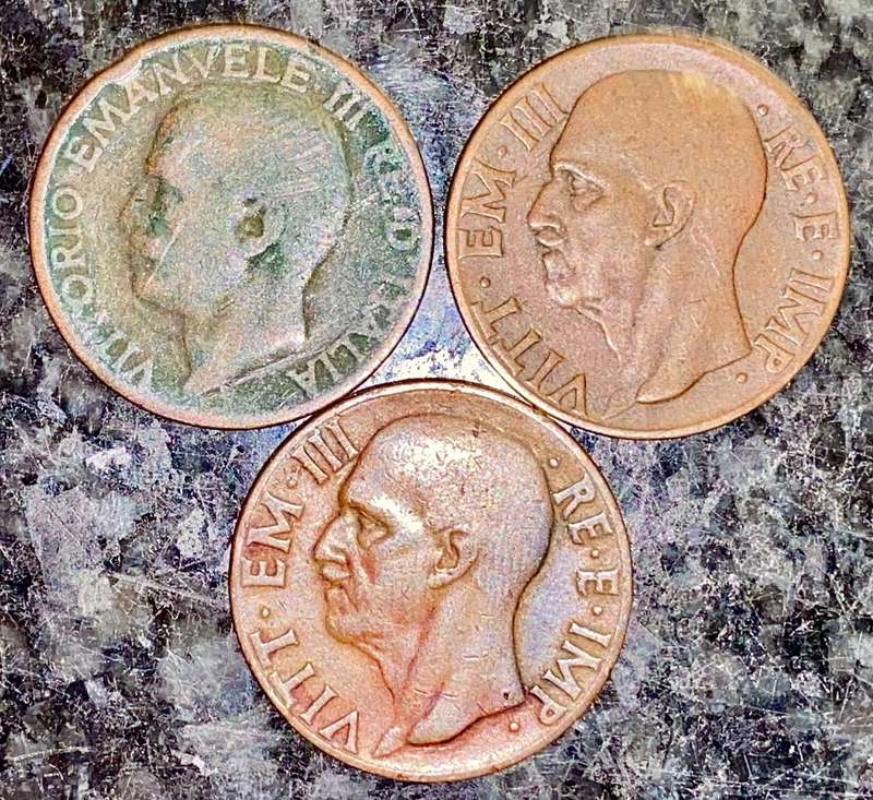 ITALY SET 10 CENTESIMI 1928, 1937 & 1938(1 BID TAKES ALL)