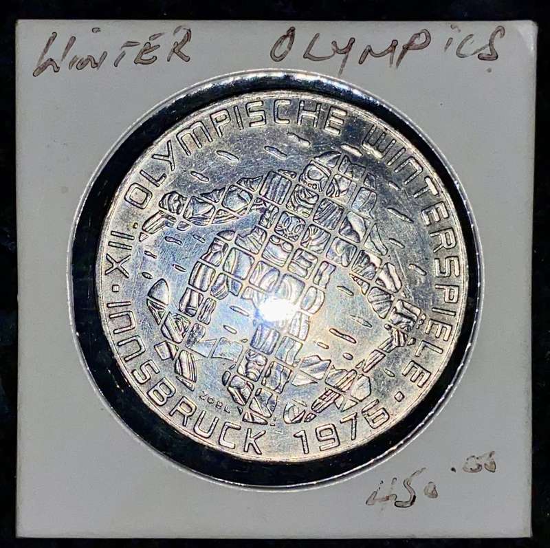 AUSTRIA SILVER 100 SHILLING 1973 WINTER OLYMPICS IN COIN FLIP