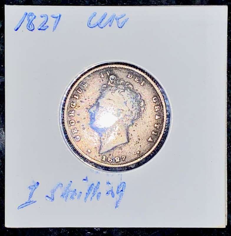 GREAT BRITAIN SILVER 1 SHILLING 1827 STERLING SILVER IN COIN FLIP