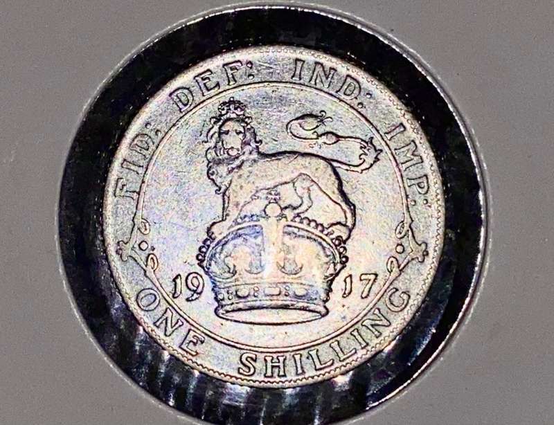 GREAT BRITAIN SILVER 1 SHILLING 1917 STERLING SILVER IN COIN FLIP