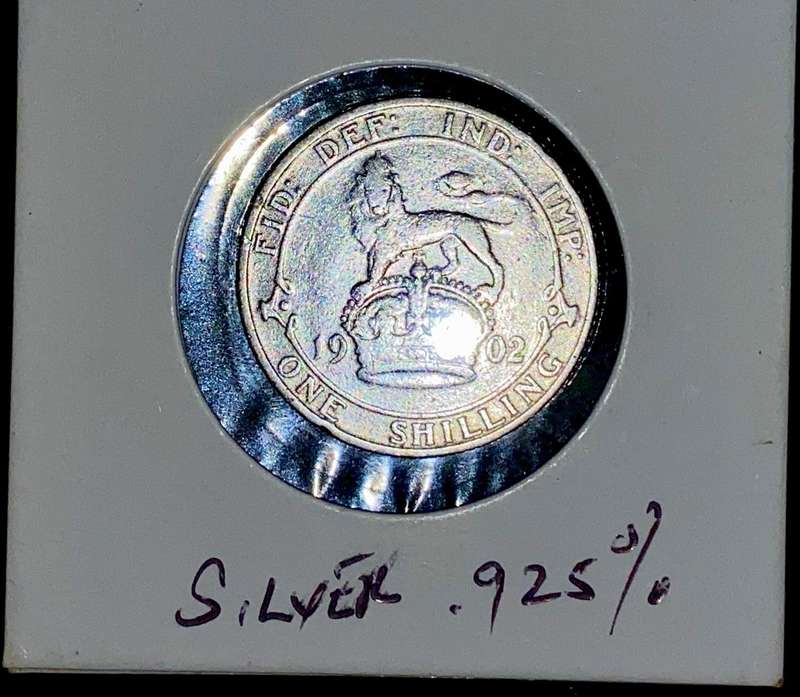 GREAT BRITAIN SILVER 1 SHILLING 1902 STERLING SILVER IN COIN FLIP