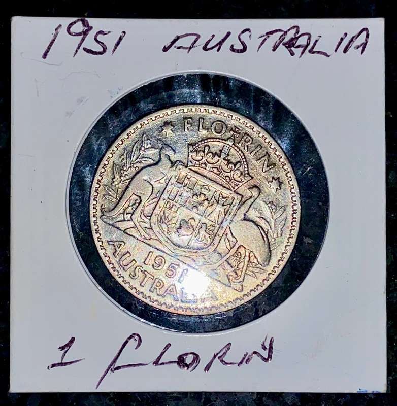 AUSTRALIA SILVER 1 FLOREN 1951 GOOD CONDITION IN COIN FLIP