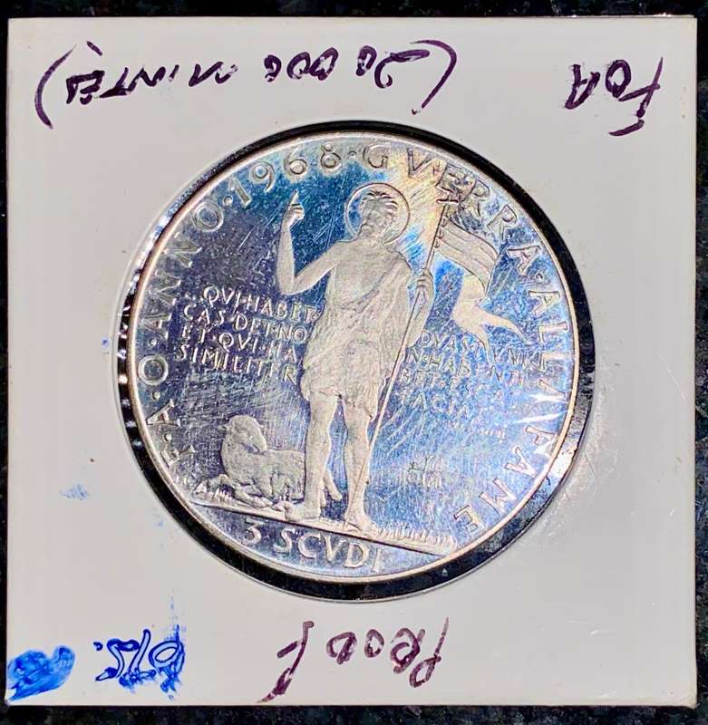 MALTA SILVER PROOF 3 SCUDI 1968 IN COIN FLIP SILVER 80%