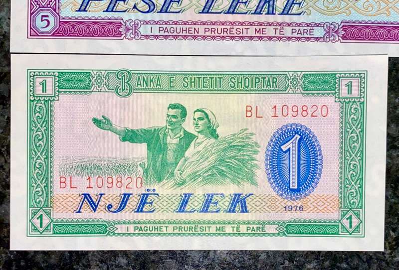 ALBANIA SET 10 LEKE - 5 LEKE - 1 LEKE 1976 UNC (1 BID TAKES ALL)