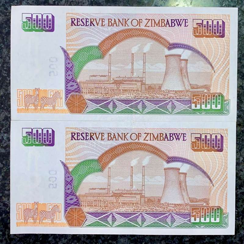 ZIMBABWE SET 500 DOLLARS IN SEQUENCEBA4108486-485 -- 2004 UNC  (1 BID TAKES ALL)