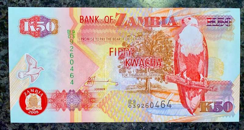 ZAMBIA 50 KWACHA UNC 2008
