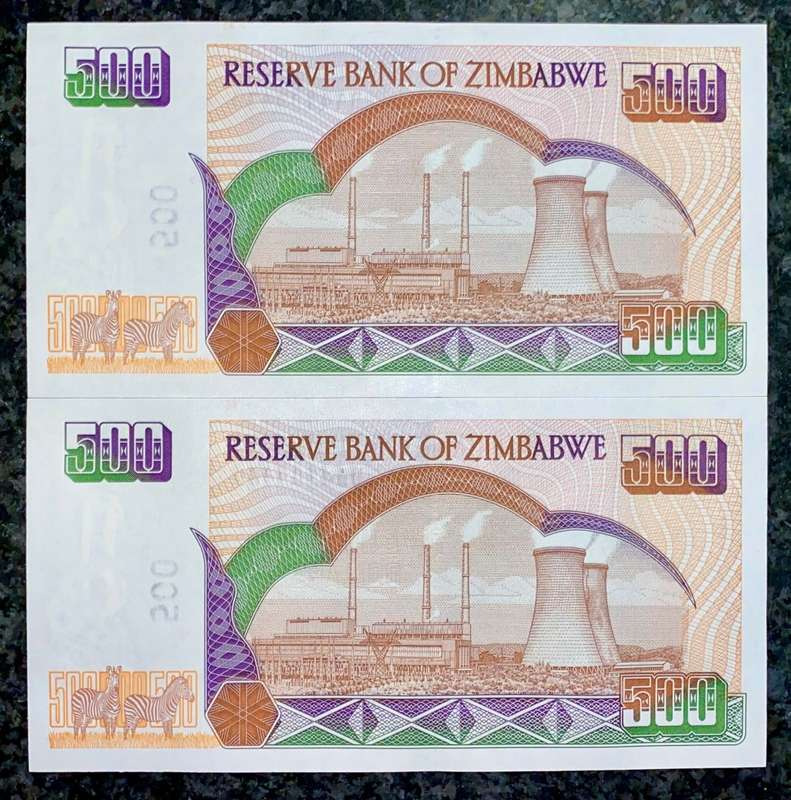 ZIMBABWE SET 500 DOLLARS IN SEQUENCE BA4108470-469  -- 2004 UNC  (1 BID TAKES ALL)