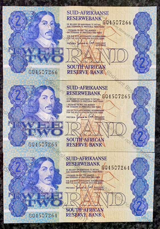 GPC DE KOCK R2 IN SEQUENCE CQ4507264-266 UNC 3RD ISSUE 1984 (1 BID TAKES ALL)