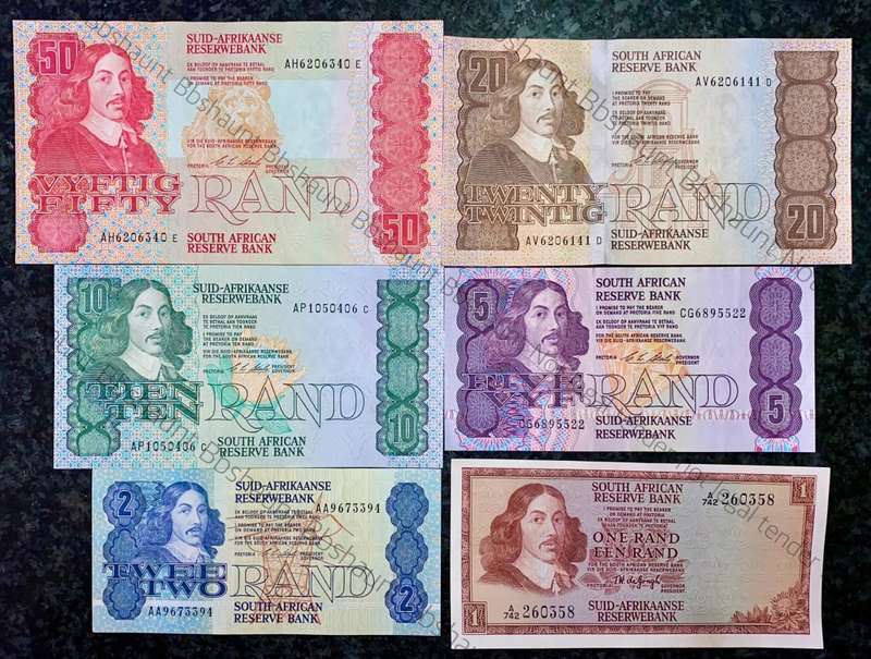 COMPLETE SET OF CL STALS & DECIMALS R50 TO R2AA --1ST ISSUE 1990 [R1A DE JONGH 1967]1 BID TAKES ALL)