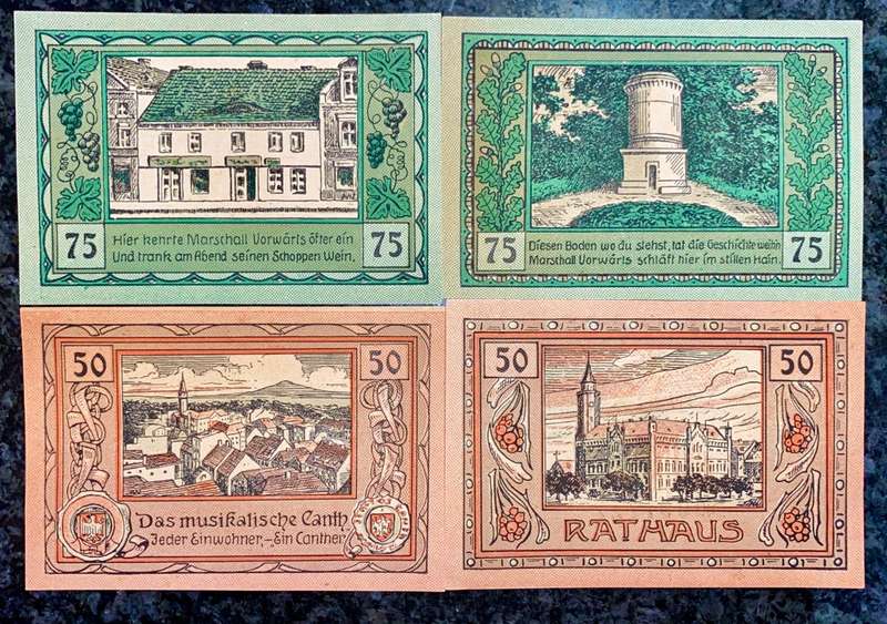 GERMANY SET - CANTH - 75 PFENNIG & 50 PFENNIG 1921 UNC NOTGELD(EMERGENCY MONEY)AMAZING ART