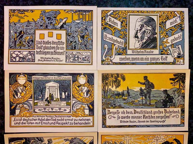 GERMANY SET ESCHERSHAUSEN 2 MARK,1 MK, 75PF,50,25,10PF AUNC 1922 NOTGELD(EMERGENCY MONEY)AMAZING ART