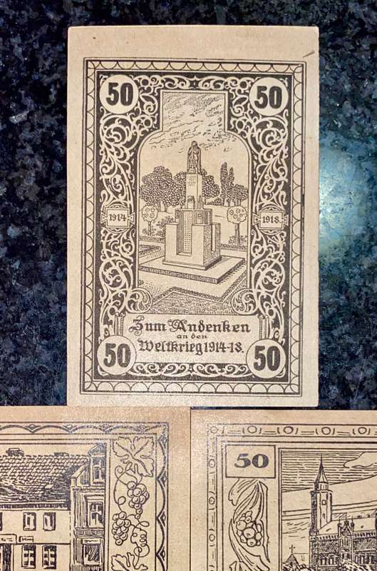 GERMANY SET - CANTH NO SERIAL 50 PFENNIG 1921 UNC NOTGELD(EMERGENCY MONEY) AMAZING ART