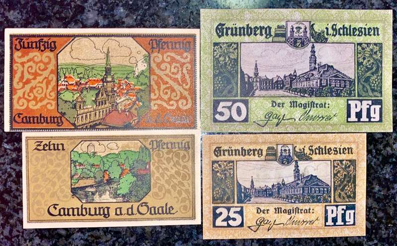 GERMANY SET - CAMBURG - 50 PFENNIG TO 10 PFENNIG 1921 UNC NOTGELD(EMERGENCY MONEY) AMAZING ART