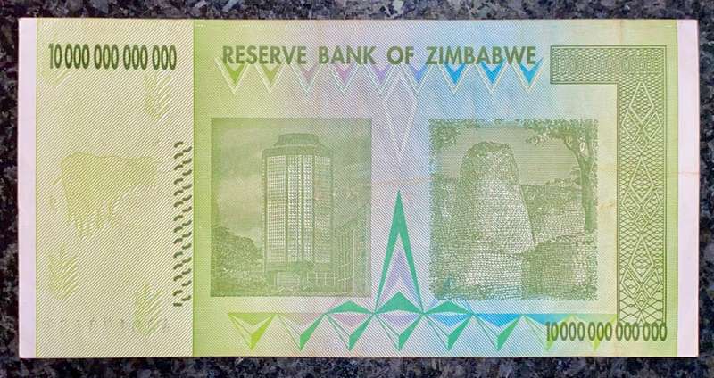 ZIMBABWE 10 TRILLION DOLLARS AA0173653 AUNC HARARE 2008