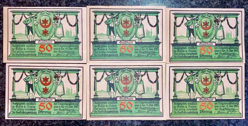 GERMANY SET - HALLE A SAALE - 50 PFENNIG 1921 UNC NOTGELD (EMERGENCY MONEY) - AMAZING ART