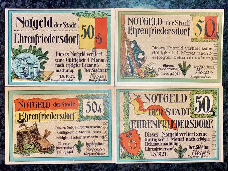 GERMANY SET - EHRENFRIEDERSDORF - 50 PFENNIG 1921 UNC NOTGELD (EMERGENCY MONEY) - AMAZING ART