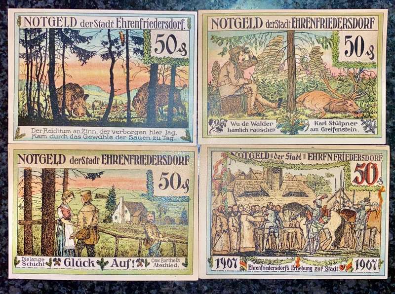 GERMANY SET - EHRENFRIEDERSDORF - 50 PFENNIG 1921 UNC NOTGELD (EMERGENCY MONEY) - AMAZING ART