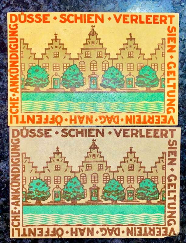 GERMANY SET - GRUNDT - 50 PFENNIG & 25 PFENNIG 1921 UNC-AUNC NOTGELD (EMERGENCY MONEY) - AMAZING ART