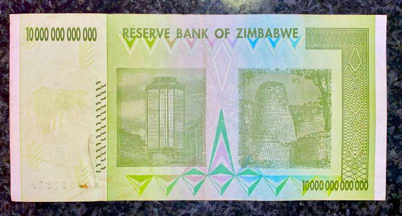 ZIMBABWE 10 TRILLION DOLLARS AA0152875 HARARE 2008