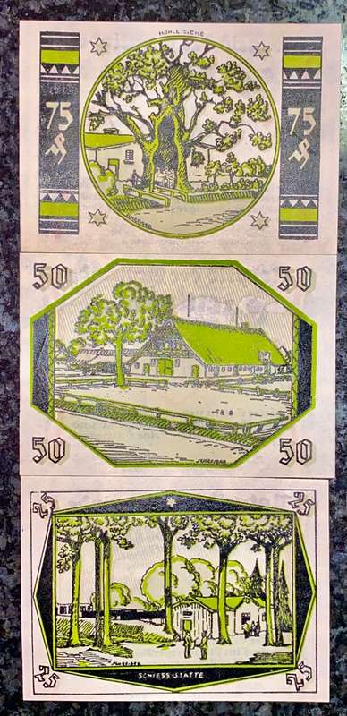 GERMANY SET - EGENBUTTEL 75 PFENNIG TO 25 PFENNIG 1921 UNC NOTGELD (EMERGENCY MONEY) AMAZING ART -
