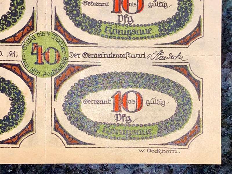 GERMANY SET - KONIGSUE 40 PFENNIG WITH 10 PFENNIG TEAR OFFS NOTGELD (EMERGENCY MONEY) AMAZING ART -