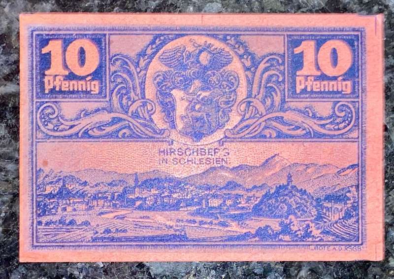 GERMANY - HIRSCHBERG SHCLES - 10 PFENNIG 1920 UNC NOTGELD (EMERGENCY MONEY) - AMAZING ART -