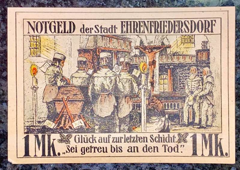 GERMANY - EHRENFRIEDERSDORF - 1 MARK 1921 AUNC NOTGELD (EMERGENCY MONEY) - AMAZING ART -