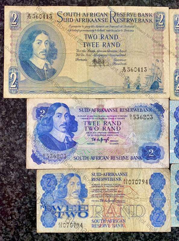 SET OF R2 NOTES ALL GOVERNOR FROM 1961-1990 MH DE KOCK, G RISSIK, TW DE JONGH(1 BID TAKES ALL)