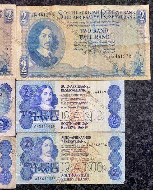 SET OF R2 NOTES ALL GOVERNOR FROM 1961-1990 MH DE KOCK, G RISSIK, TW DE JONGH(1 BID TAKES ALL)
